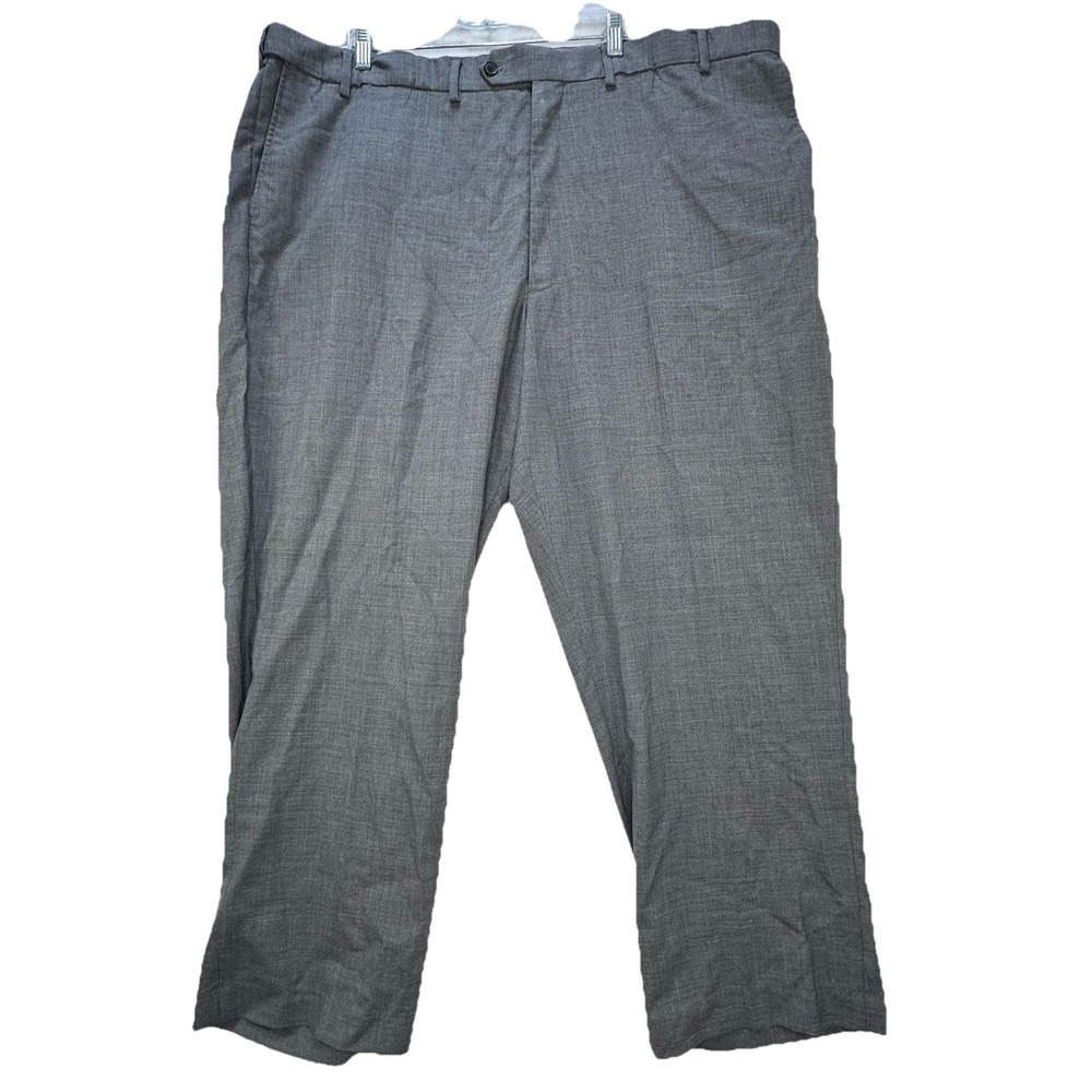 Lands End Mens 46 Grey Dress Pants Traditional Fit 100% Wool Preppy Office